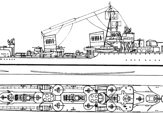 Эсминец DKM Z-52 (Destroyer] - чертежи, габариты, рисунки